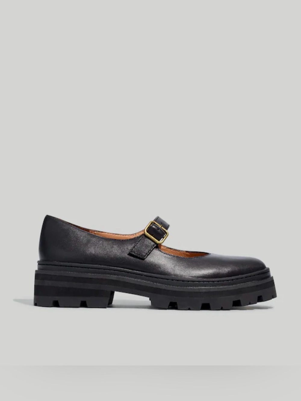 Madewell Black Leather Mary Jane Platform Loafers